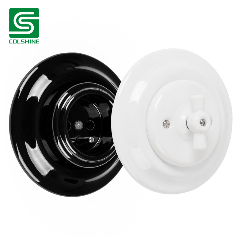 Ceramic flush mounted switch and socket